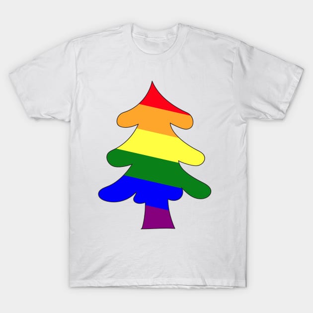 Gay rainbow Christmas tree. Xmas and new year celebration. T-Shirt by Nalidsa